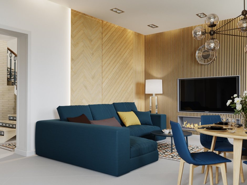 Акцентная стена с рейками