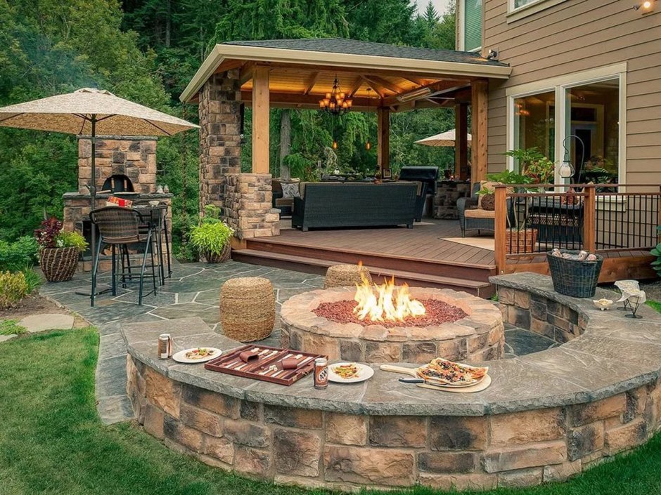 Зона патио с мангалом