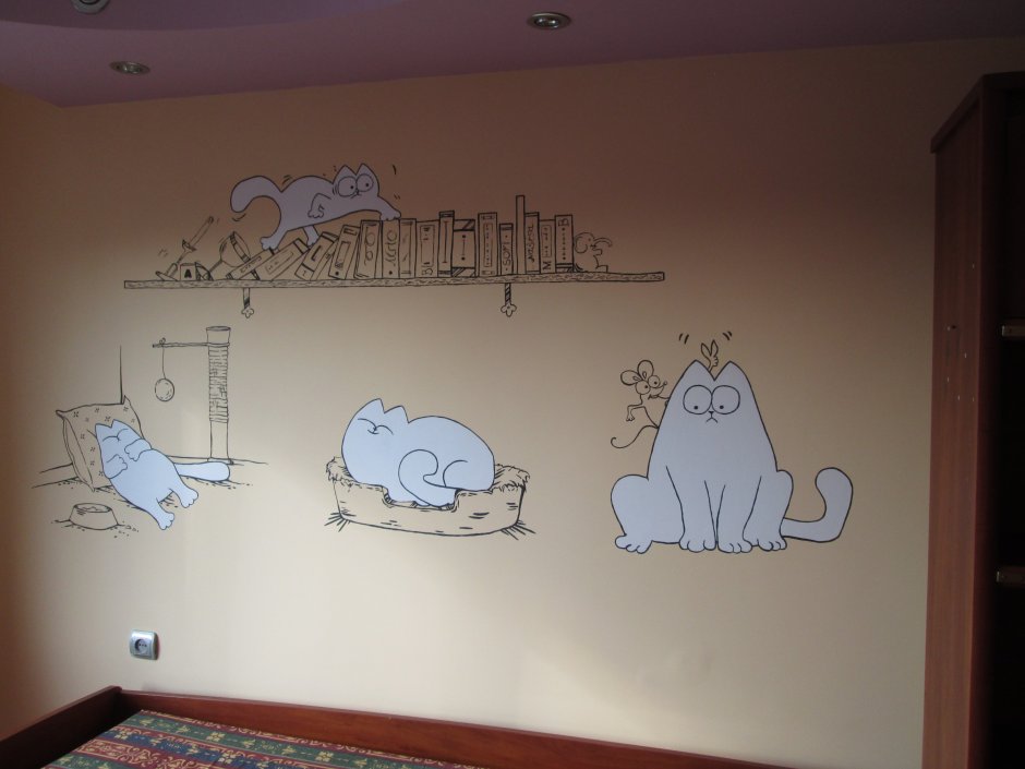 Роспись стен котики