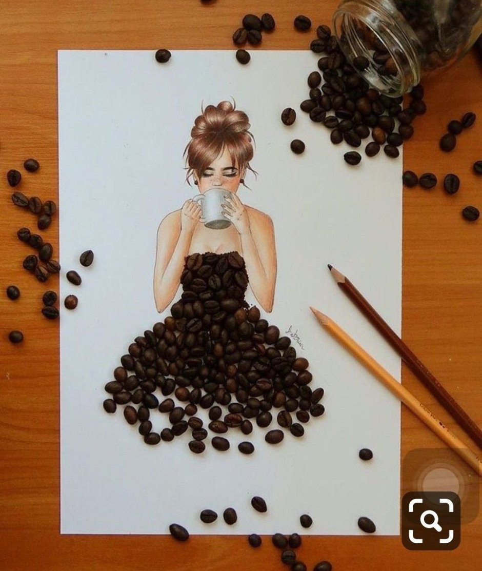 Рисунки из кофейных зерен