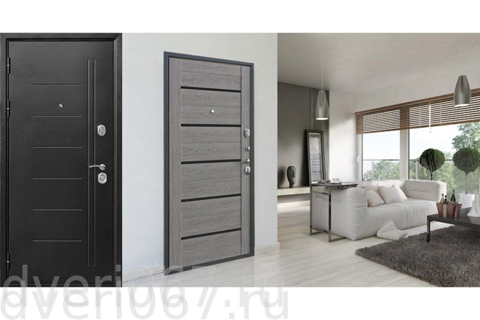 Входная дверь 10 см Троя серебро дымчатый дуб.