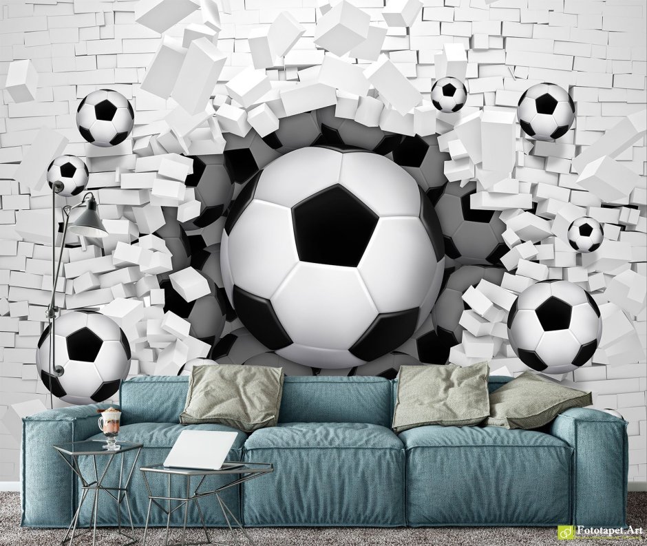 Футбольный мяч в стене