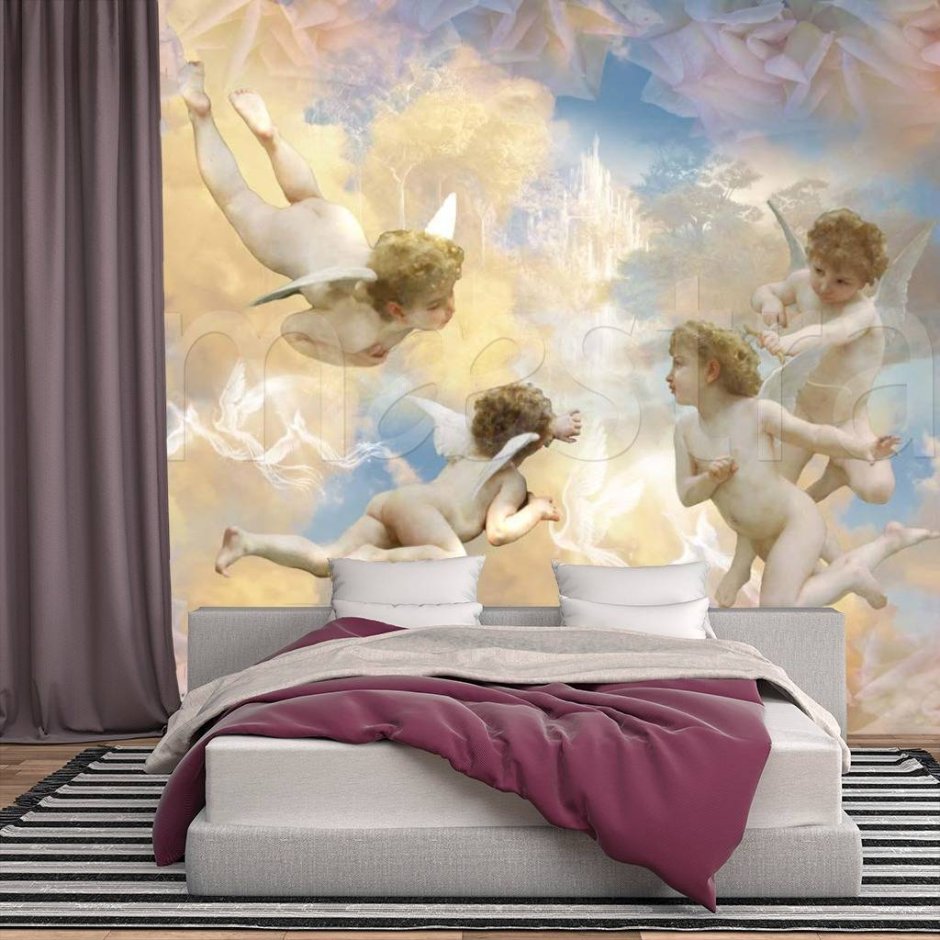 Фреска ангелы в интерьере