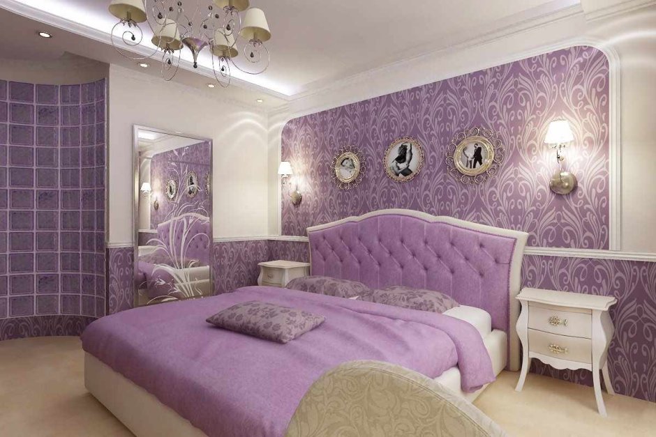 Спальня в фиолетовых и сиреневых тонах