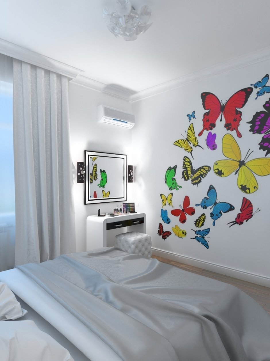 Дизайн спальни с бабочками