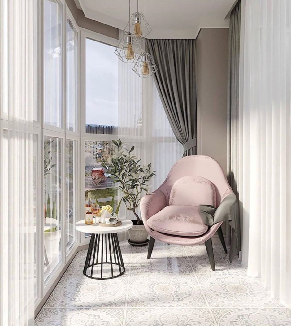 Дизайн комнаты с выходом на балкон