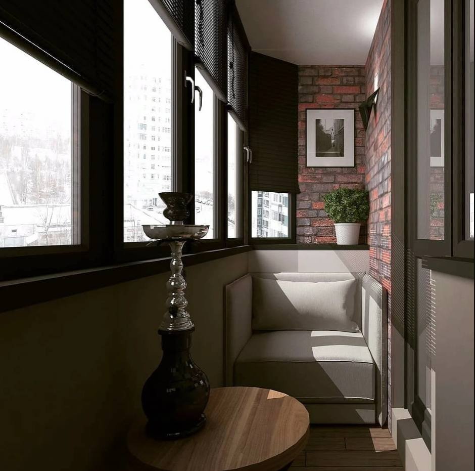 Маленький балкон в стиле лофт