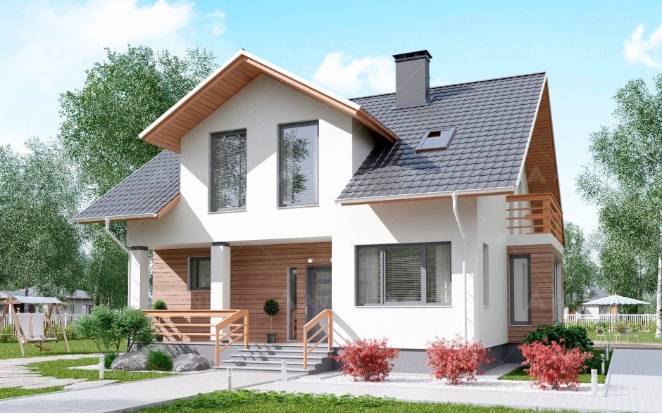 Дом с мансардой и террасой 150 м2