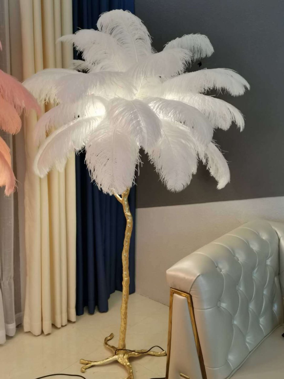 White Luxury Feather Lamp