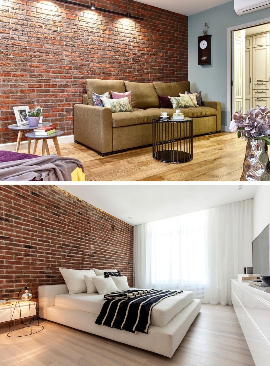 Отделка под кирпич в интерьере