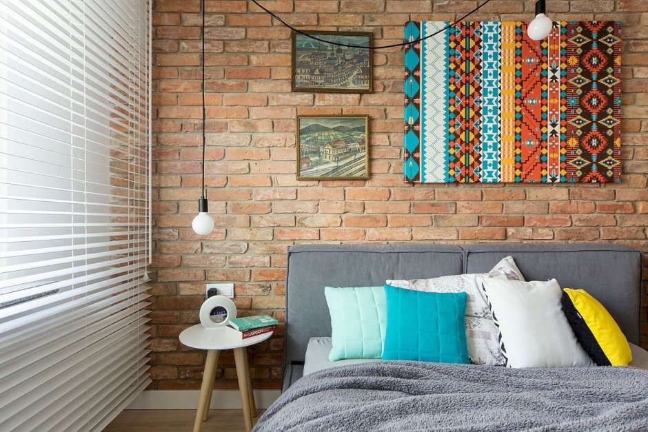 Синий кирпич в интерьере