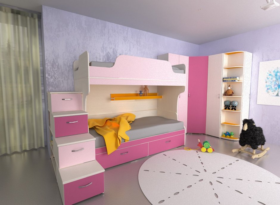 Цвет фуксия мебель в детской в Екатеринбурге