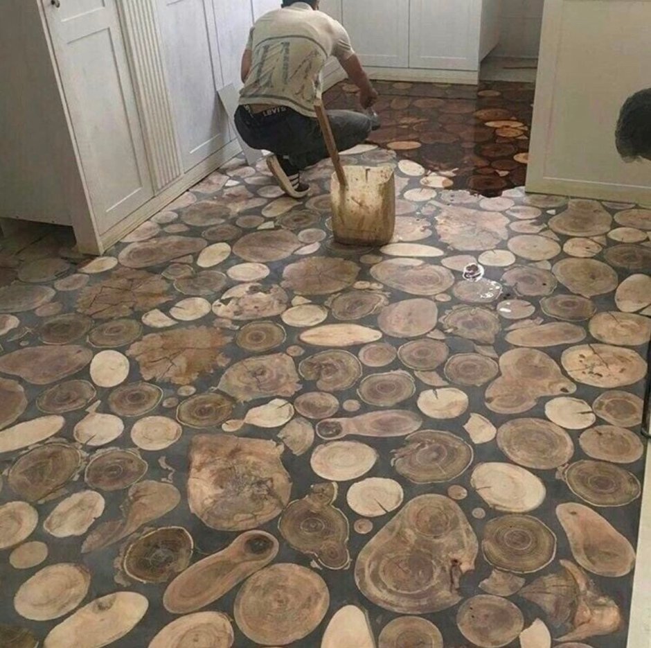 Пол из спила дерева