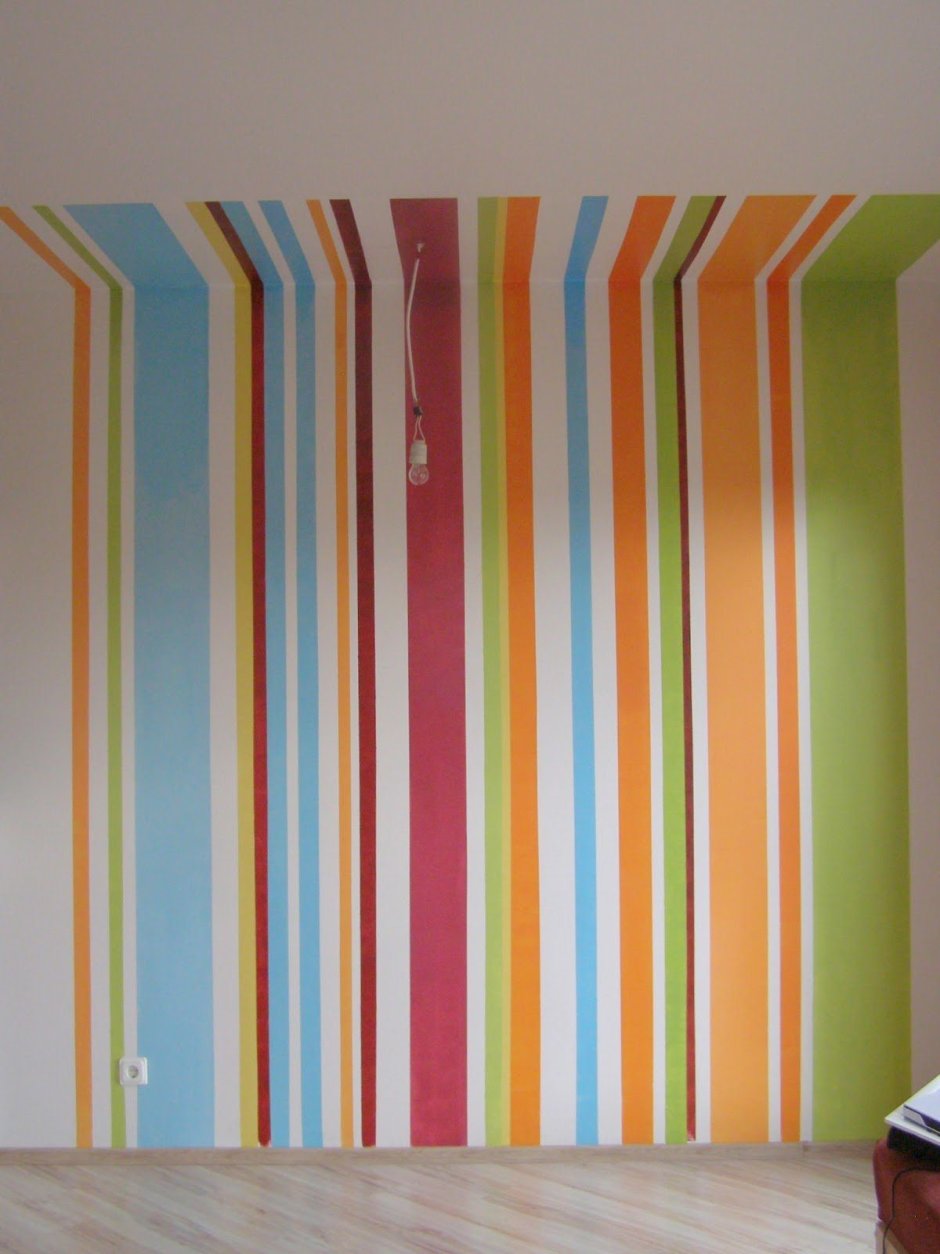Покраска стен в полоску вертикальную