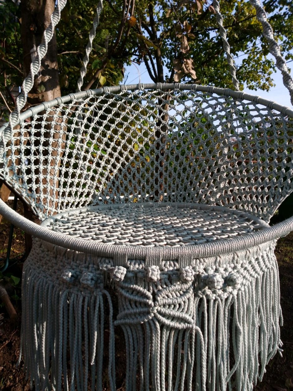 Плетеное кресло подвесное макраме