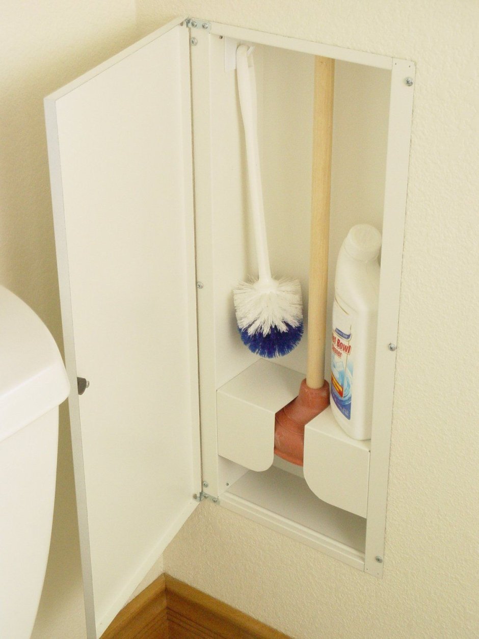 Шкафчик в ванной комнате для швабры
