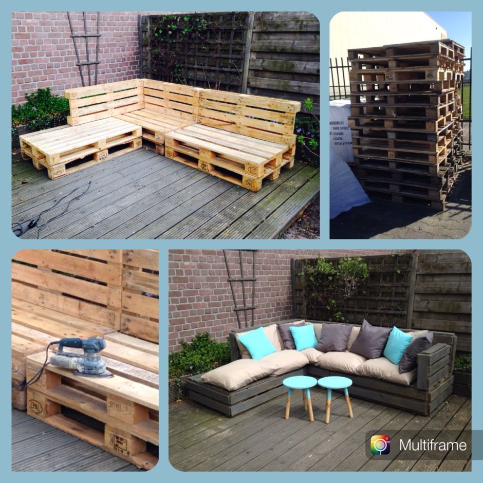 Лавочки из поддонов в беседку