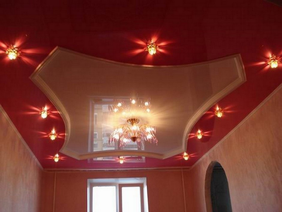 2х уровневые натяжные потолки для зала