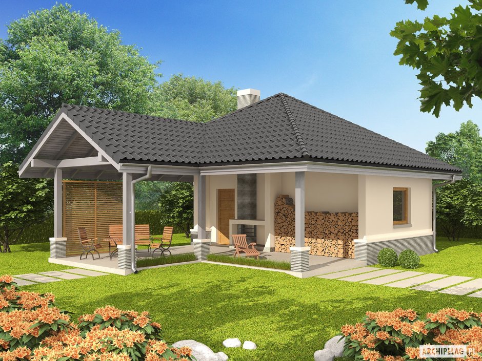 Одноэтпжный дом с угловойтеррасо