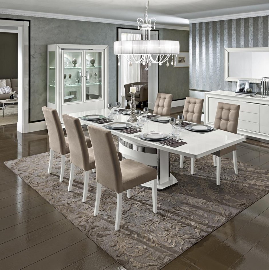 Обеденный стол 160/205 ROMA Bianco Camelgroup, овальный раздвижной
