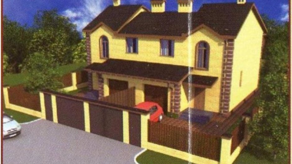 Двухэтажный дом с гаражом с забором
