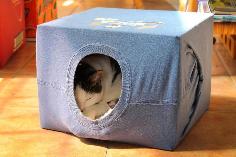 Кошачий домик из коробки