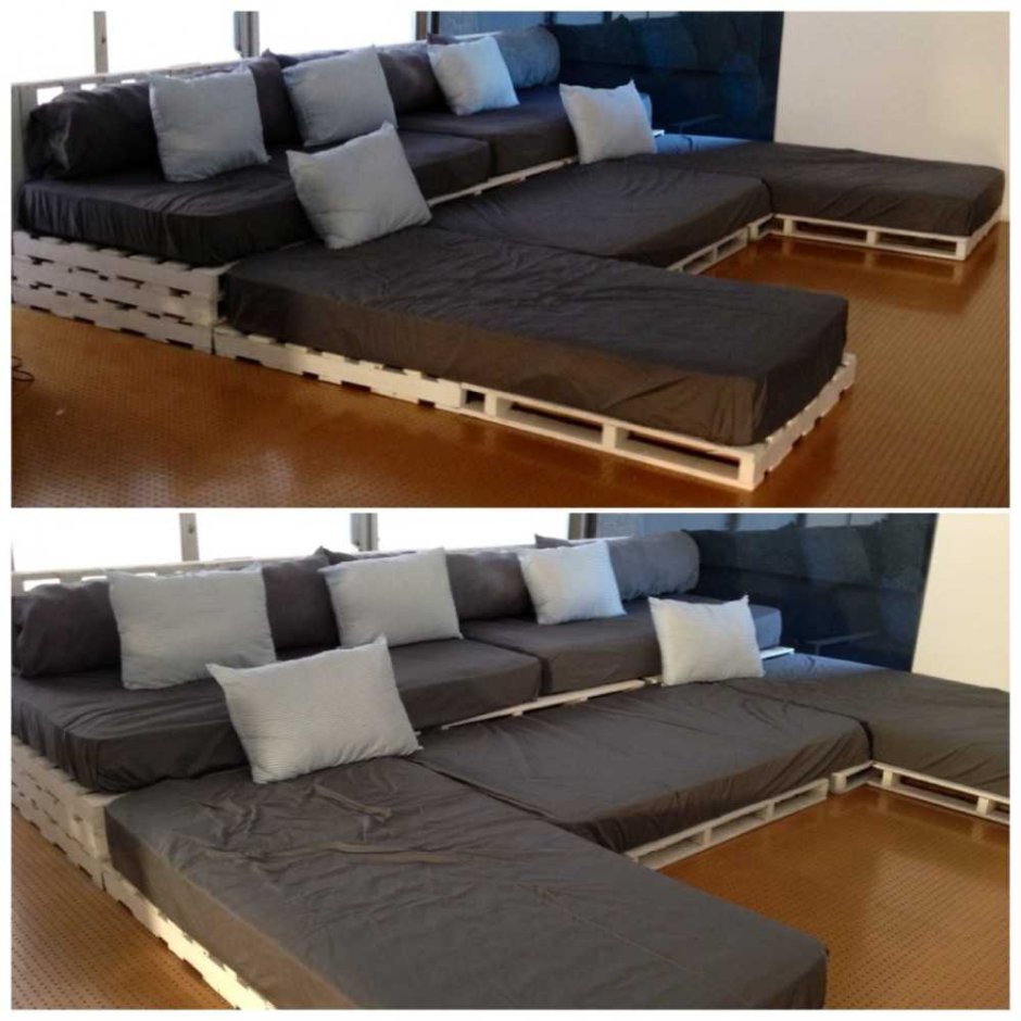 Широкий диван из поддонов