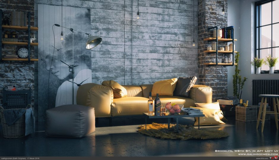Интерьер лофт 3ds Max
