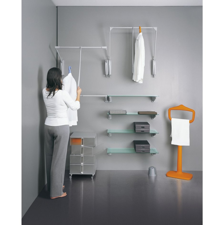 Лифт для одежды Otto, настенный, отделка серая