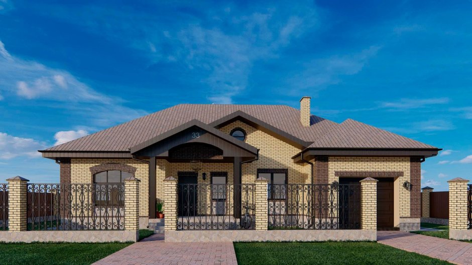 Одноэтажный кирпичный дом