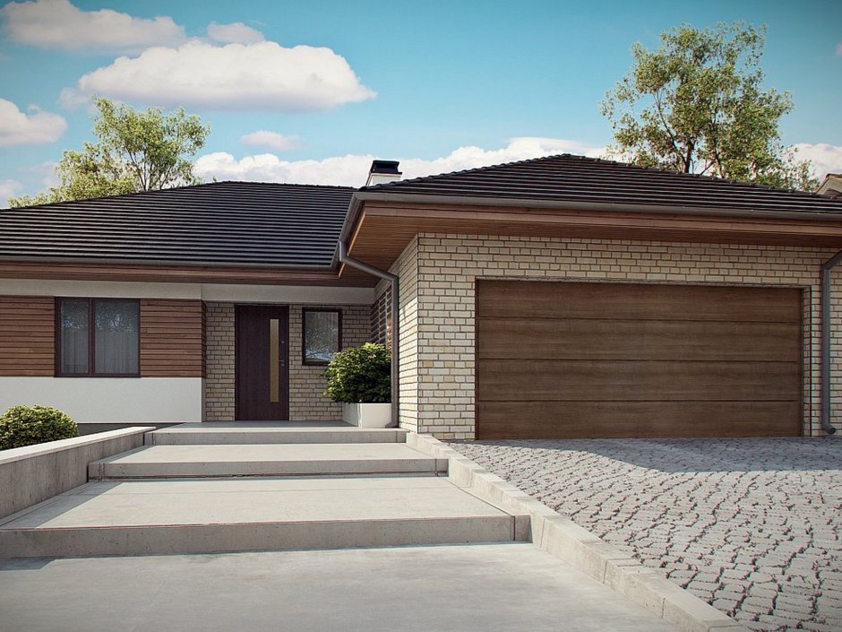 Одноэтажноый дома с гаражом