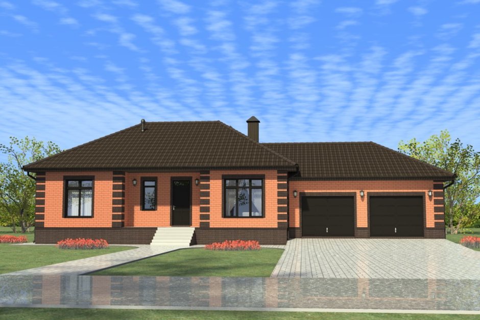 Одноэтажный кирпичный дом 100 кв м