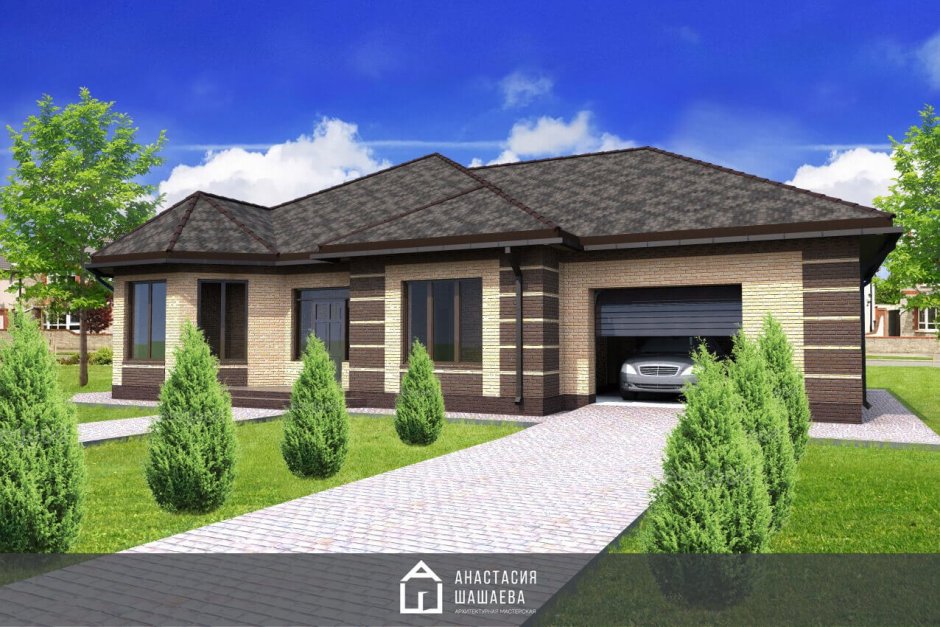 Дом 200 кв м одноэтажный с гаражом