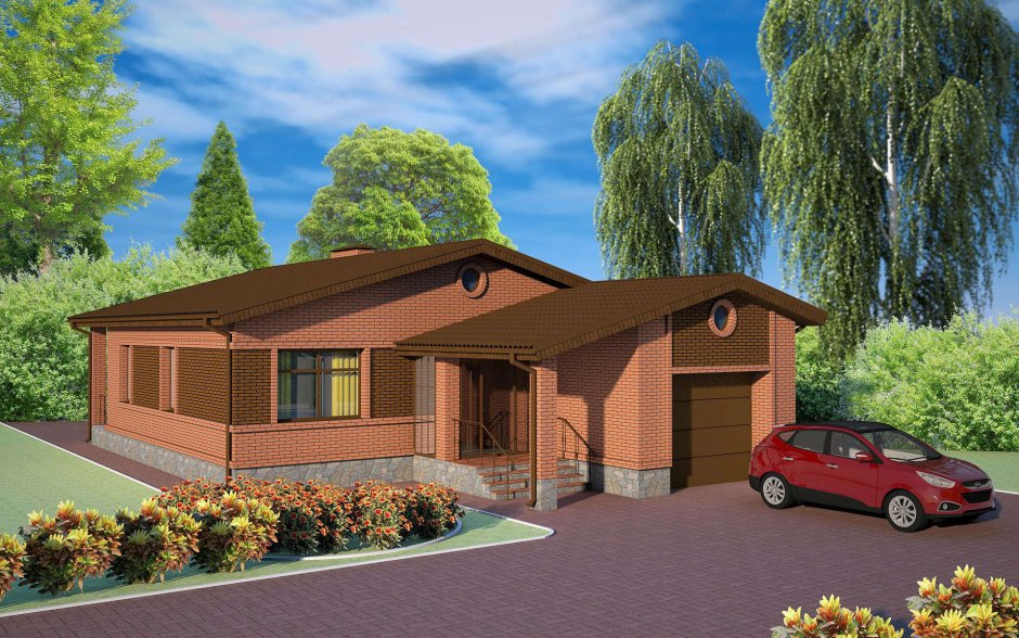 Одноэтажныйэтажный дом с гаражом