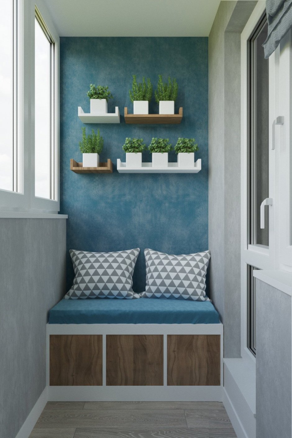 Мягкая скамейка на балкон