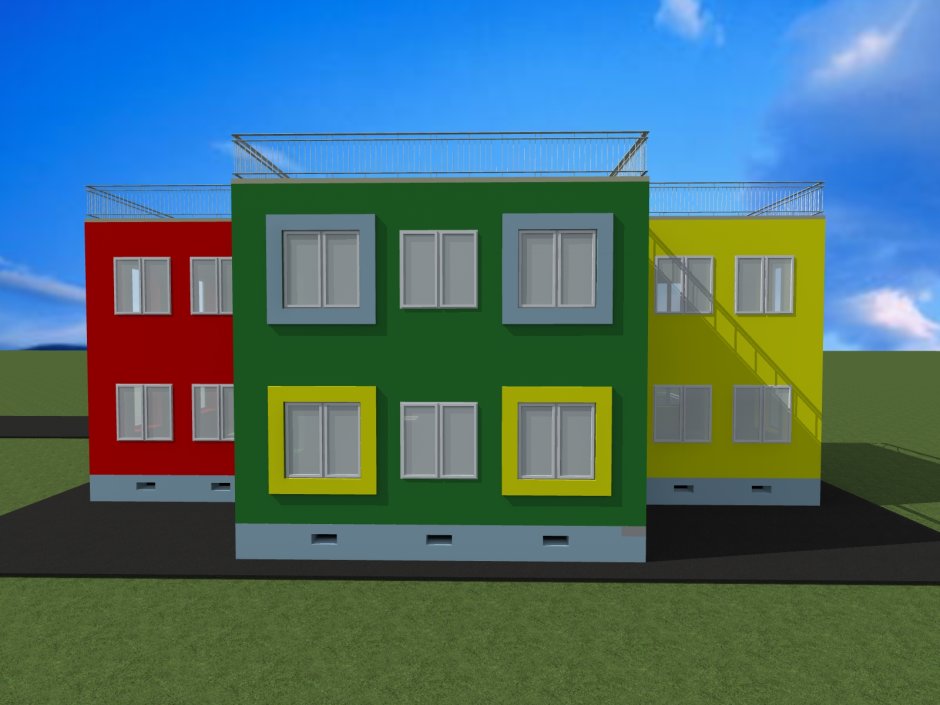Фасад двухэтажного детского сада
