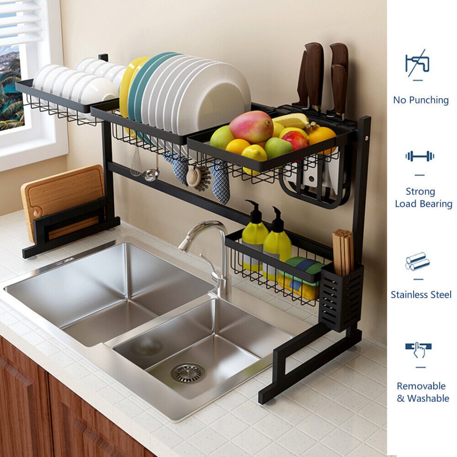 Dish Drying Rack over Sink Stainless Steel Drainer Shelf