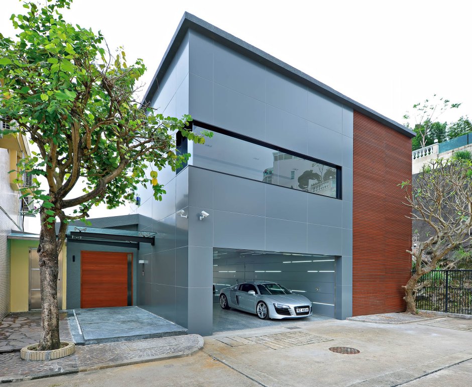 Двухэтажный гараж в современном стиле
