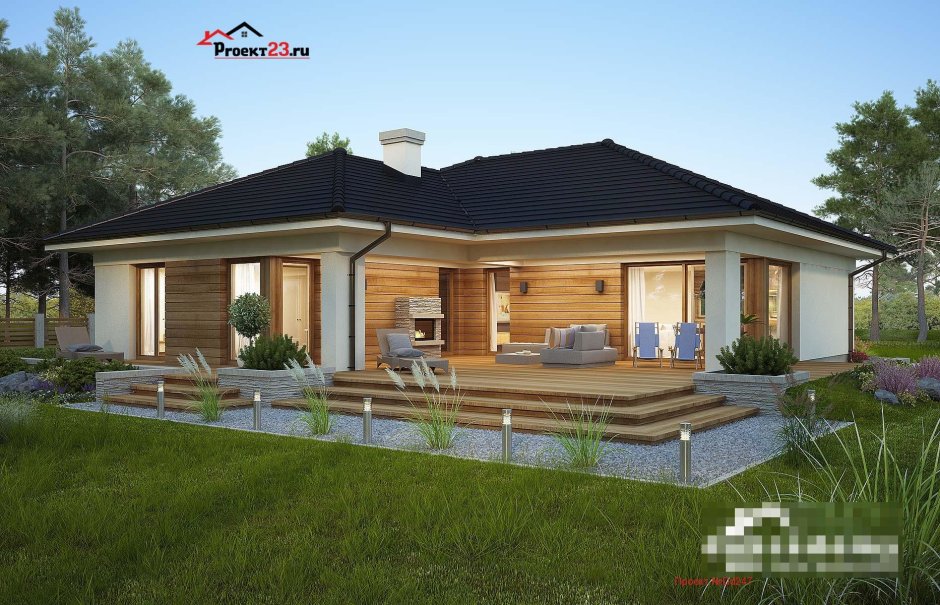 Проект z10 одноэтажный дом с террасой