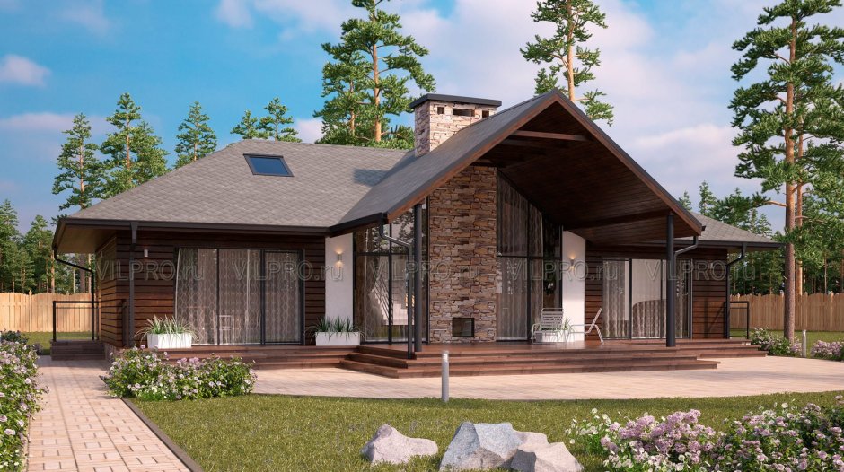 Проект дом Шале одноэтажный 100м2