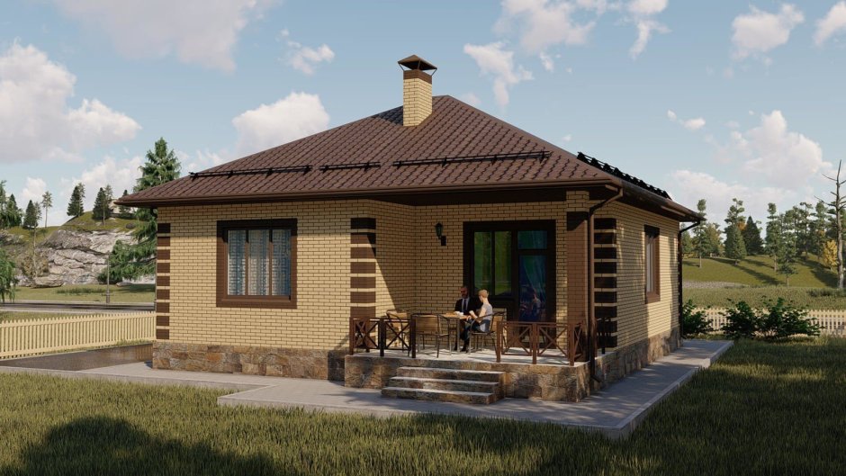 Одноэтажный дом с террасой 80кв