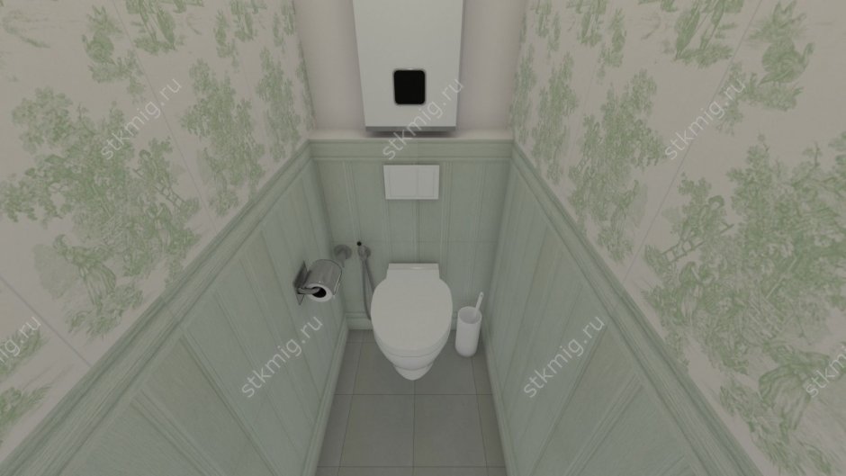 Отделка стен в туалете обои варианты