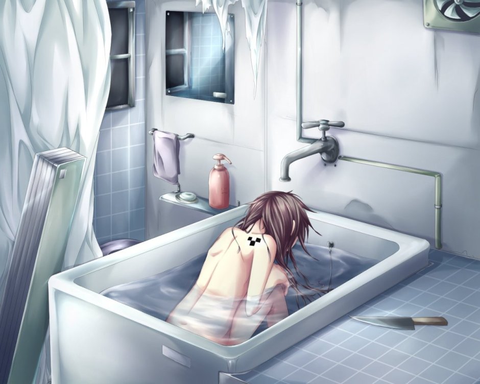 Аниме девушка в ванной