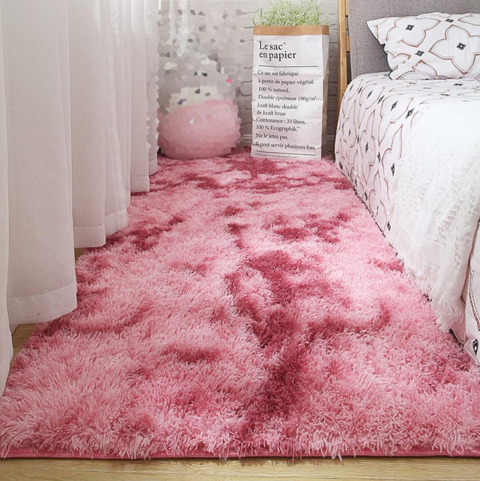 Пушистые коврики для спальни розовые Садовод