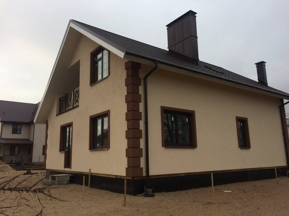 Фасад дома из газобетона