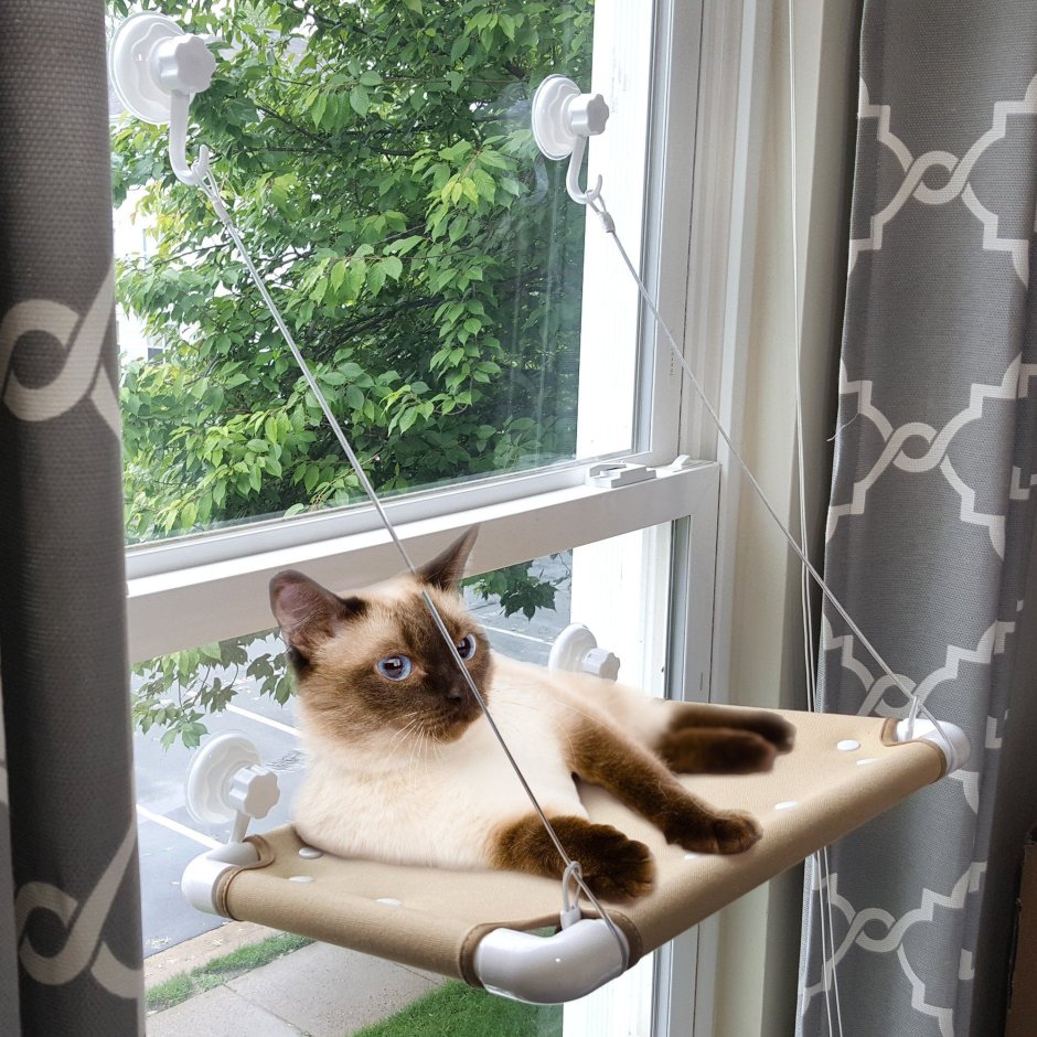 Подвесная лежанка для кошек на окно