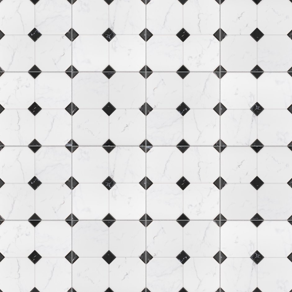 Кер. Мозаика Octagon big White/Black Matt (gtpl61466/cla006) 300х300х6