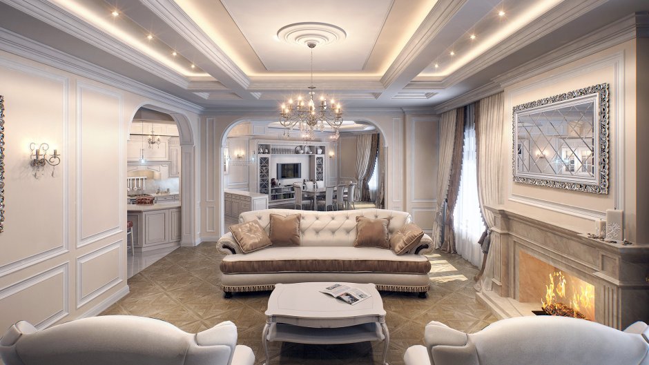 Кессонный потолок в стиле арт деко