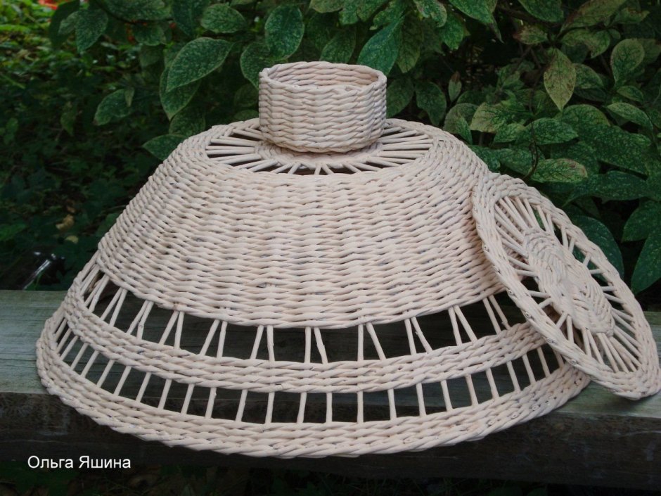 Плетеные абажуры из бумажной лозы