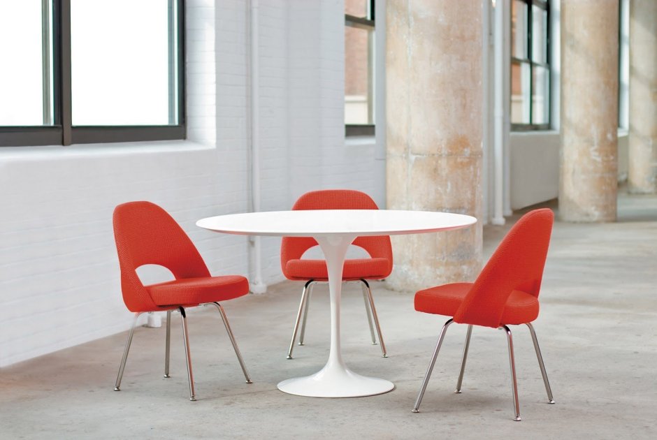 Стол Eero Saarinen Style Tulip Table MDF белый d80 глянцевый